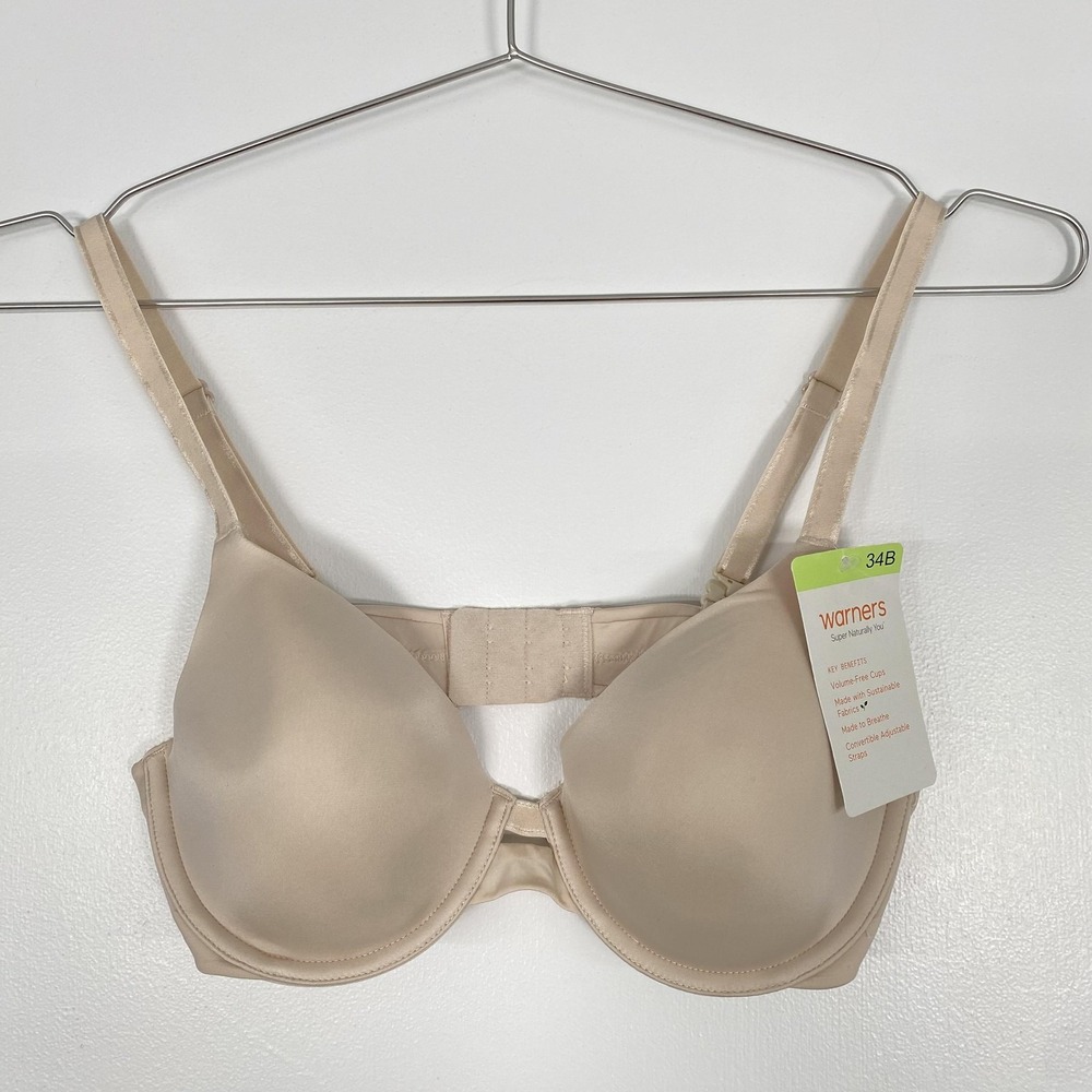 NWTโ Warners Bra Womens 34B Beige T-Shirt Underwire Convertible Lightly Lined